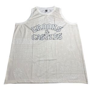 NWOT Crooks & Castles Mens 4XL Ivory Mesh Basketball Jersey